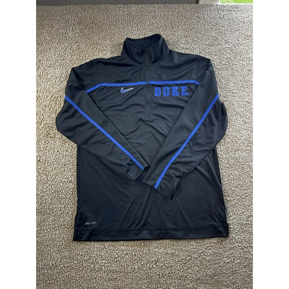 Duke Blue Devils Jacket Men's Med Black Nike Dri Fit 1/4 Quarter Zip Logo NCAA